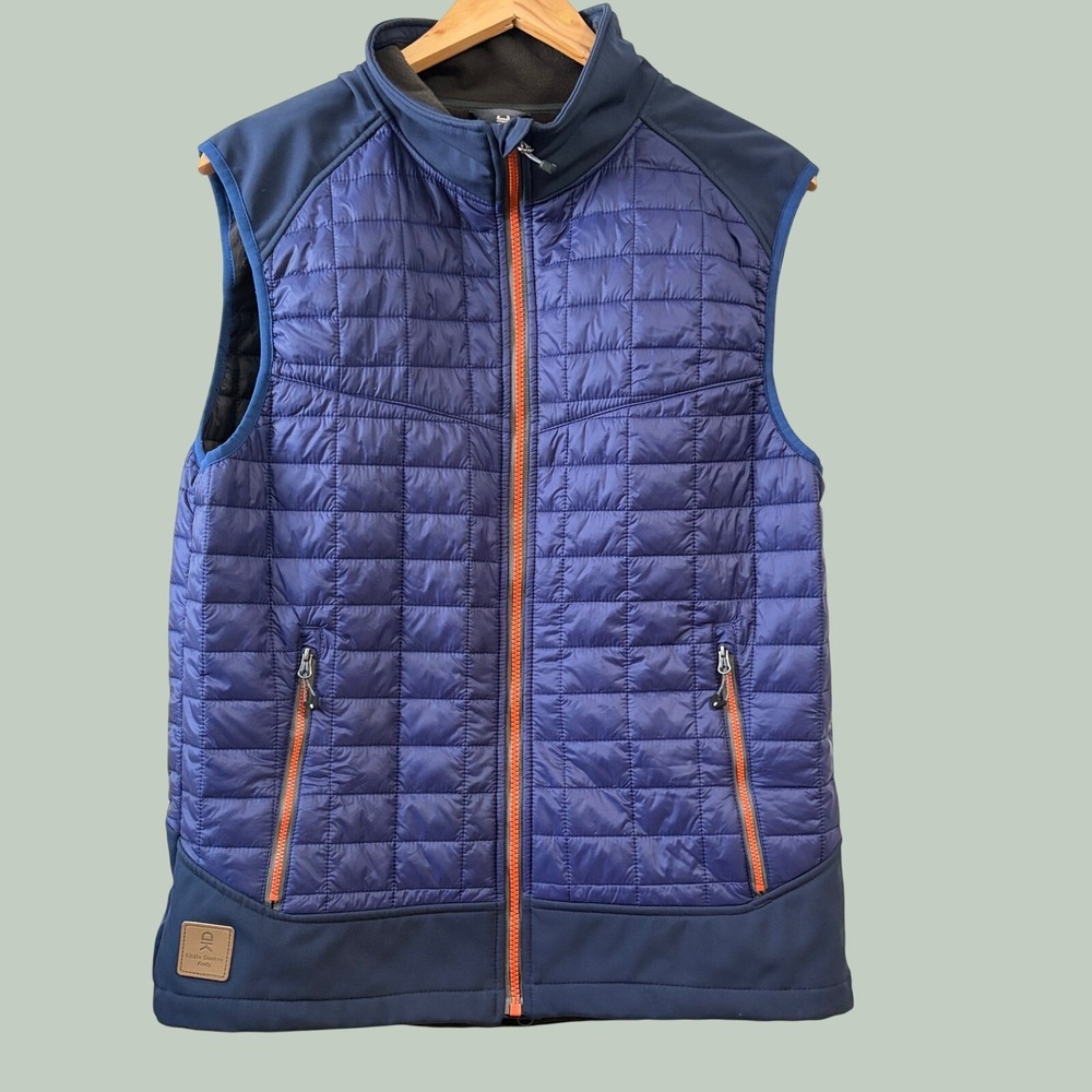 Little Donkey Andy Mens Puffer Vest Blue Quilted Hybrid Full Zip Outdoor Medium